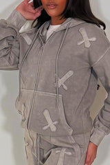 womens cross hoodie and wide leg joggers loungewear co ord tracksuit set styledup