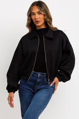 zara bomber jacket with collar puffed elasticated trims womens uk 