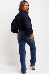 puffed bomber jacket with lapel collar double welt pockets zara womens