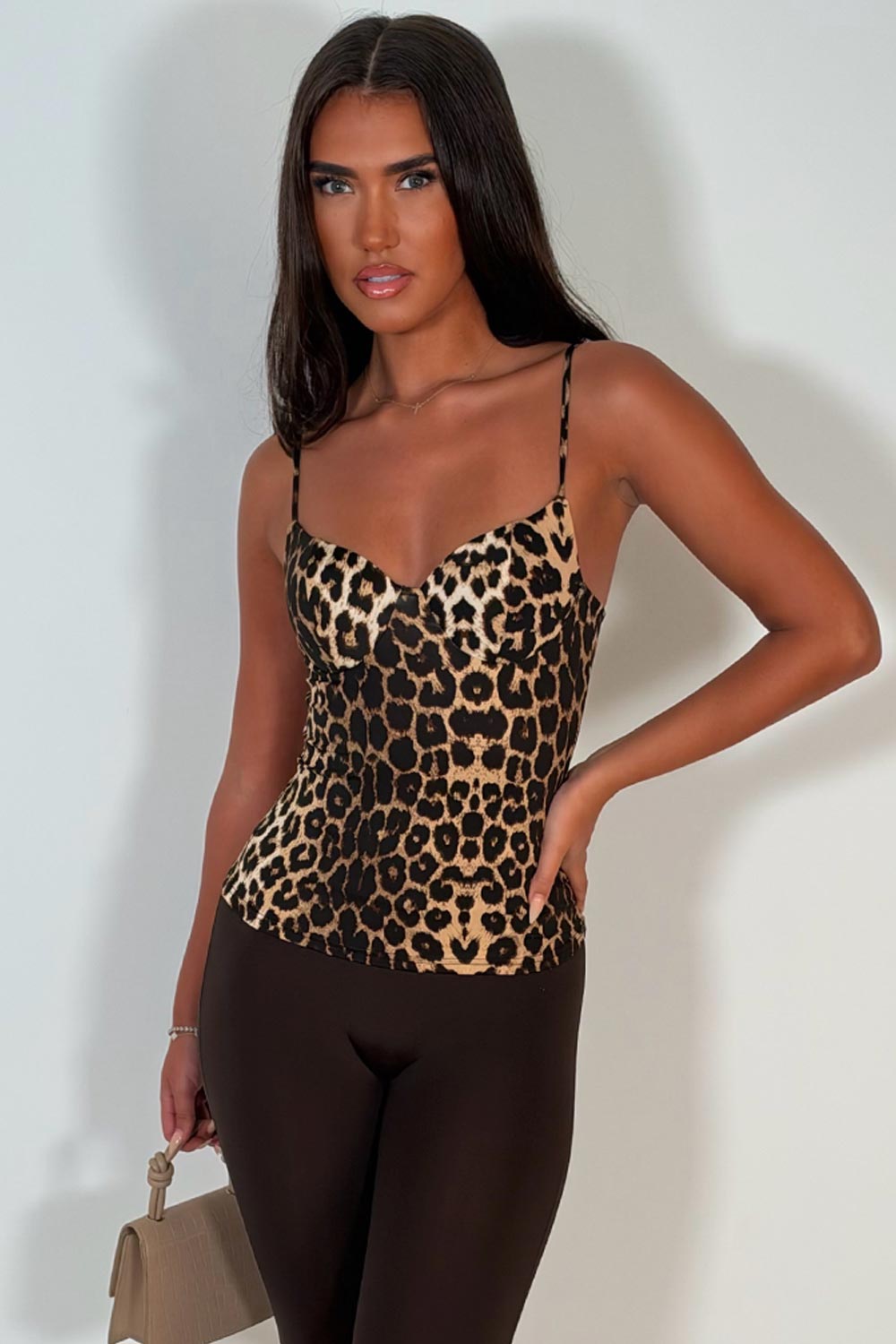 animal print skin tone cupped corset top styledup uk 