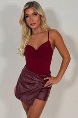 burgundy cupped corset top with adjustable cami straps styledup