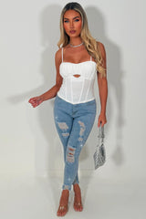 womens going out festival corset crop top white styledup 