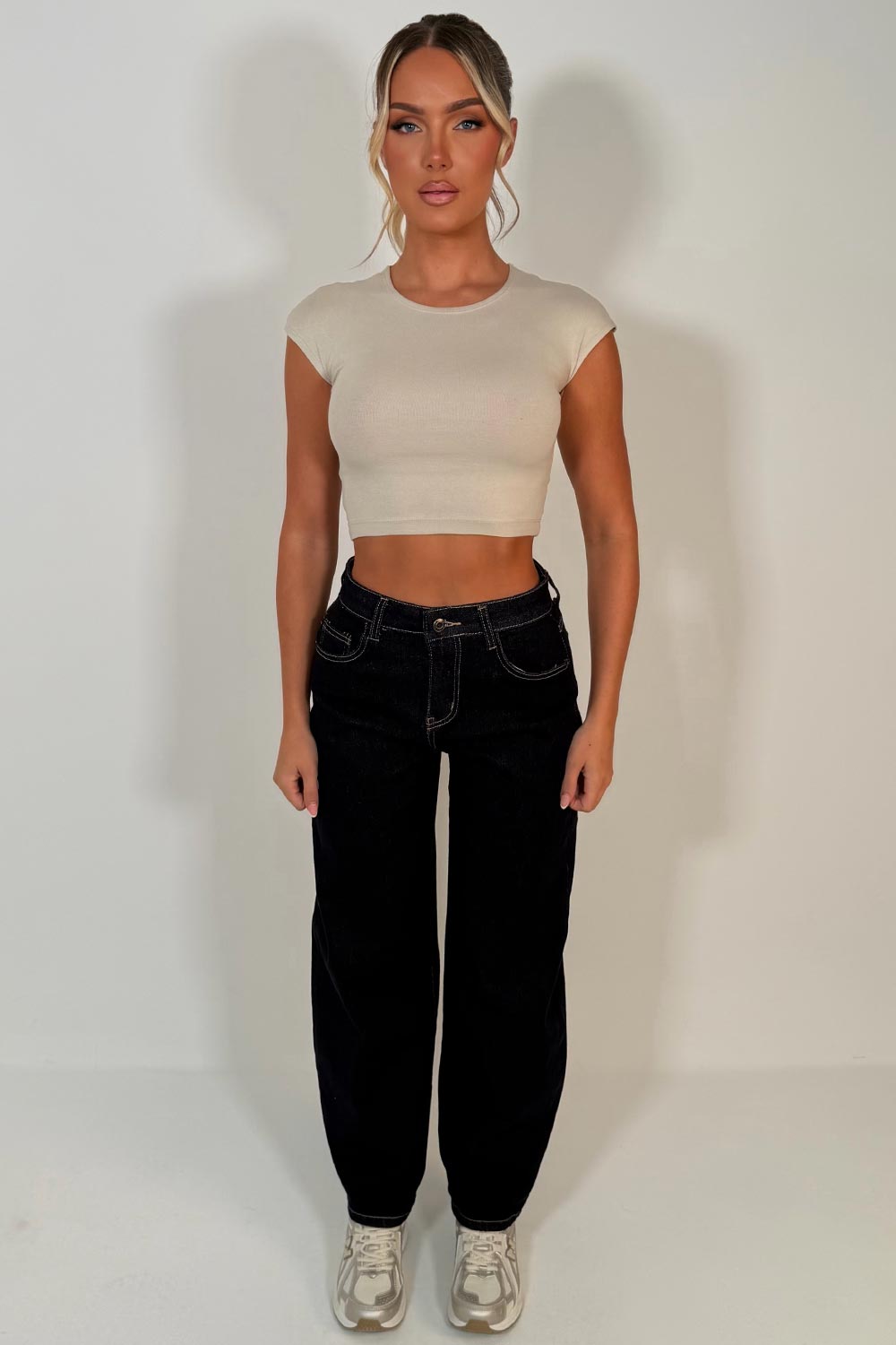 denim blue balloon jeans with barrel leg zara uk womens sale