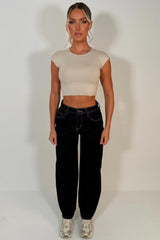 denim blue balloon jeans with barrel leg zara uk womens sale