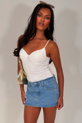 womens mini denim skort summer holiday festival outfit styledup whitefox uk