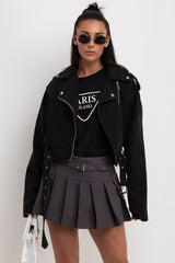 zara womens black crop denim jacket 