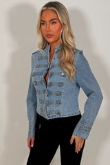 womens light wash denim jacket with buttons styledup uk