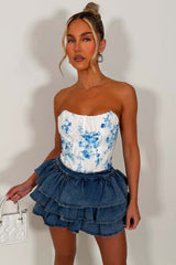 ruffle frilly denim skirt styledup whitefox uk