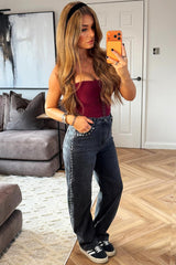 womens wide leg denim grey baggy jeans with studs styledup 