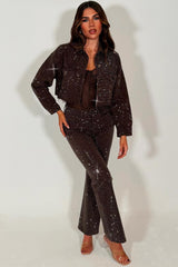 brown diamante jeans zara womens uk