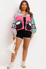 womens denim jacket with contrast cargo pockets styledup 