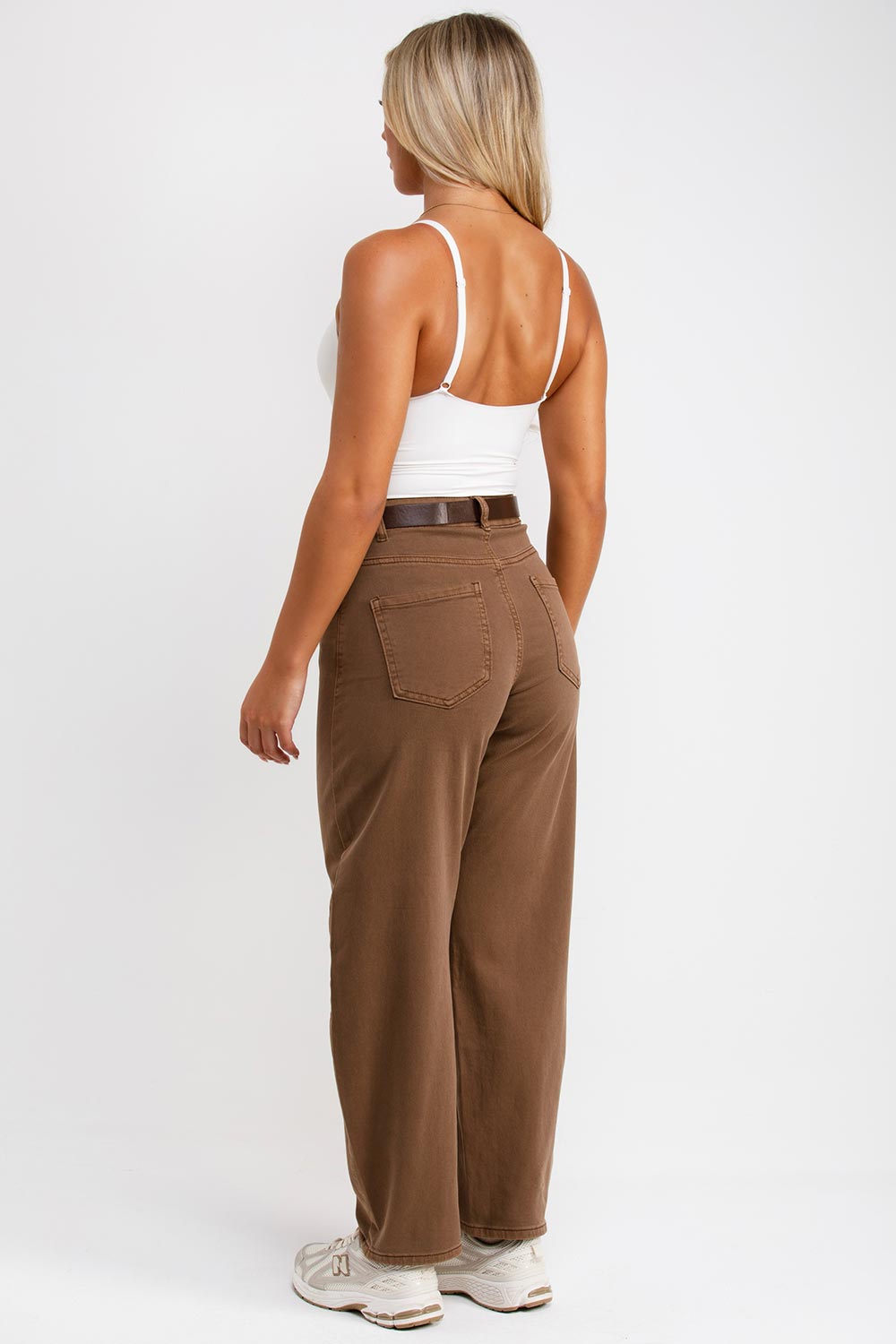 womens brown denim stretchy jeans styledup uk