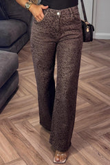 womens high waist stretchy jeans brown leopard print styledup uk