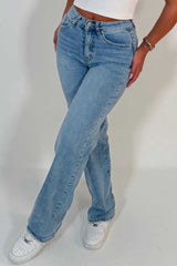womens high waist stretchy jeans light wash denim styledup uk
