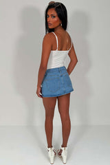 womens denim skirt skort styledup