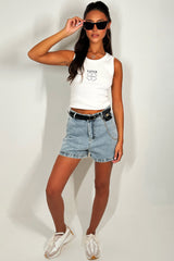 womens denim shorts with belt