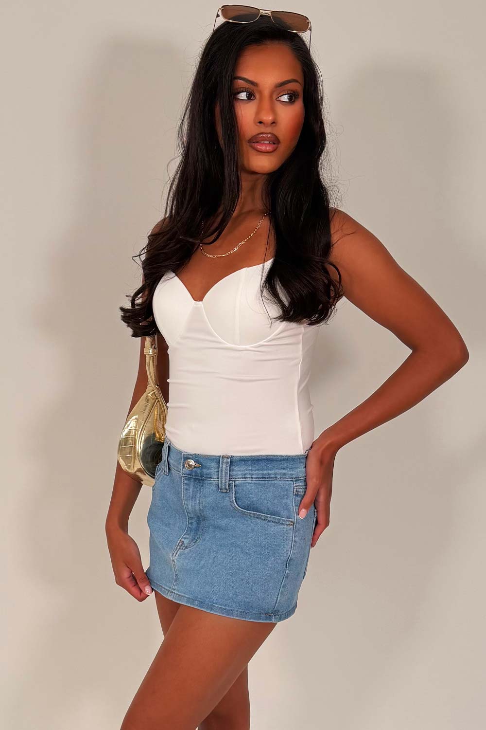 womens mini denim skort 