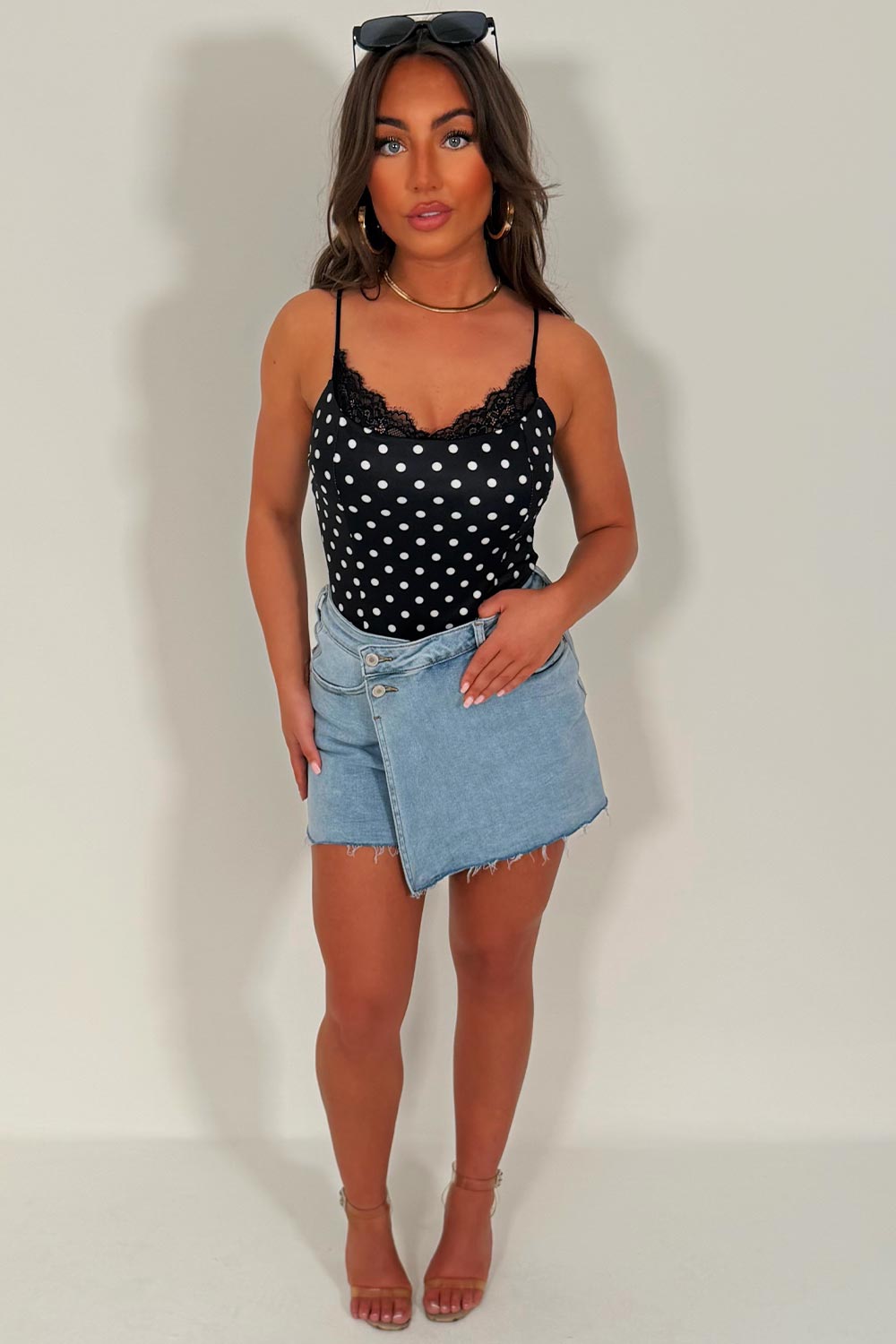 womens denim skort mini skirt uk sale 