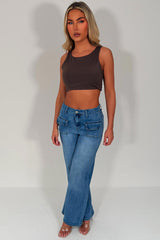 womens denim wide leg stretchy jeans styledup uk