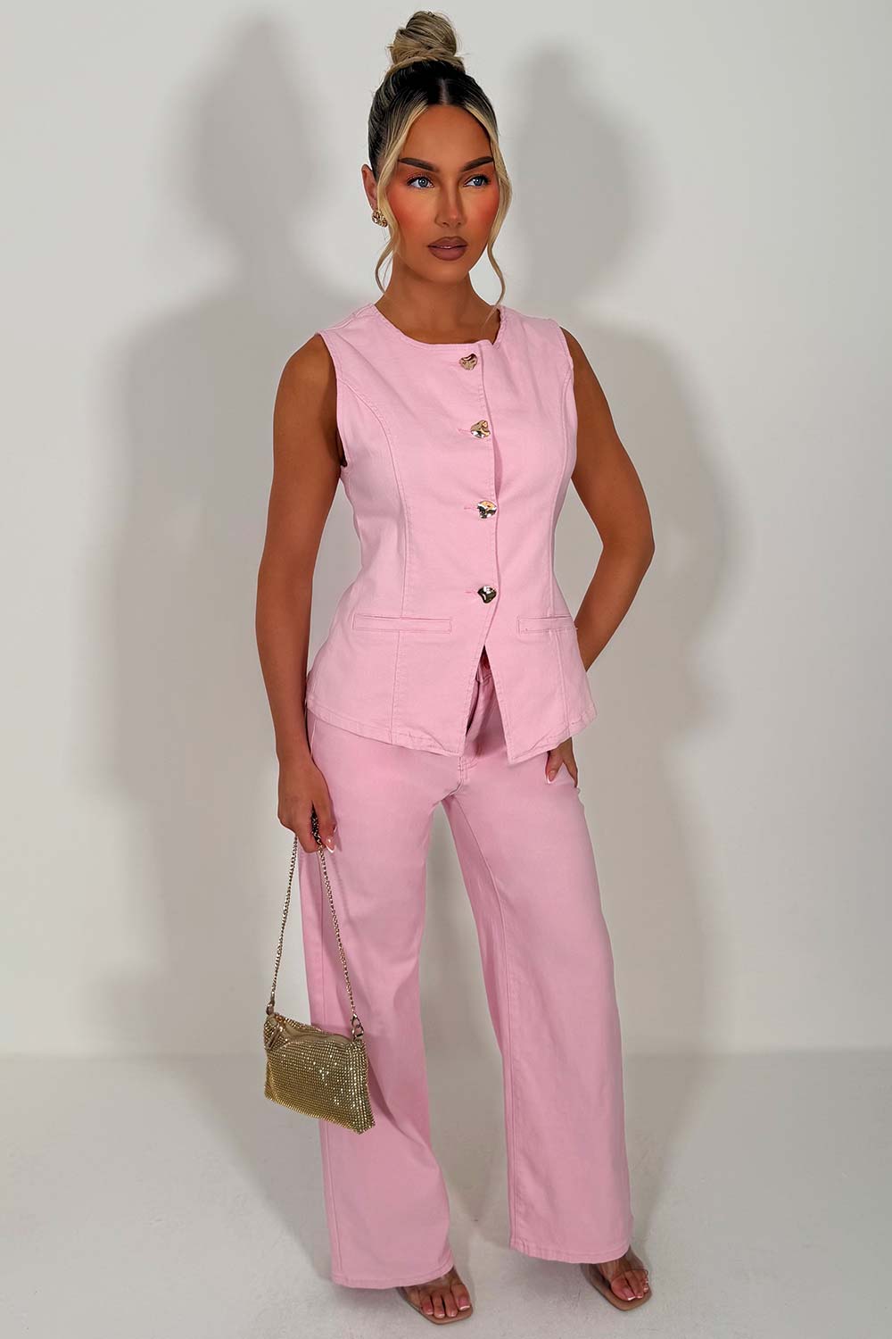 denim jeans and waistcoat summer matching outfit styledup fashion