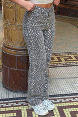 womens wide leg bambi deer print jeans uk