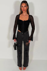 womens wide leg ripped distressed high waist jeans light wash denim zara uk 