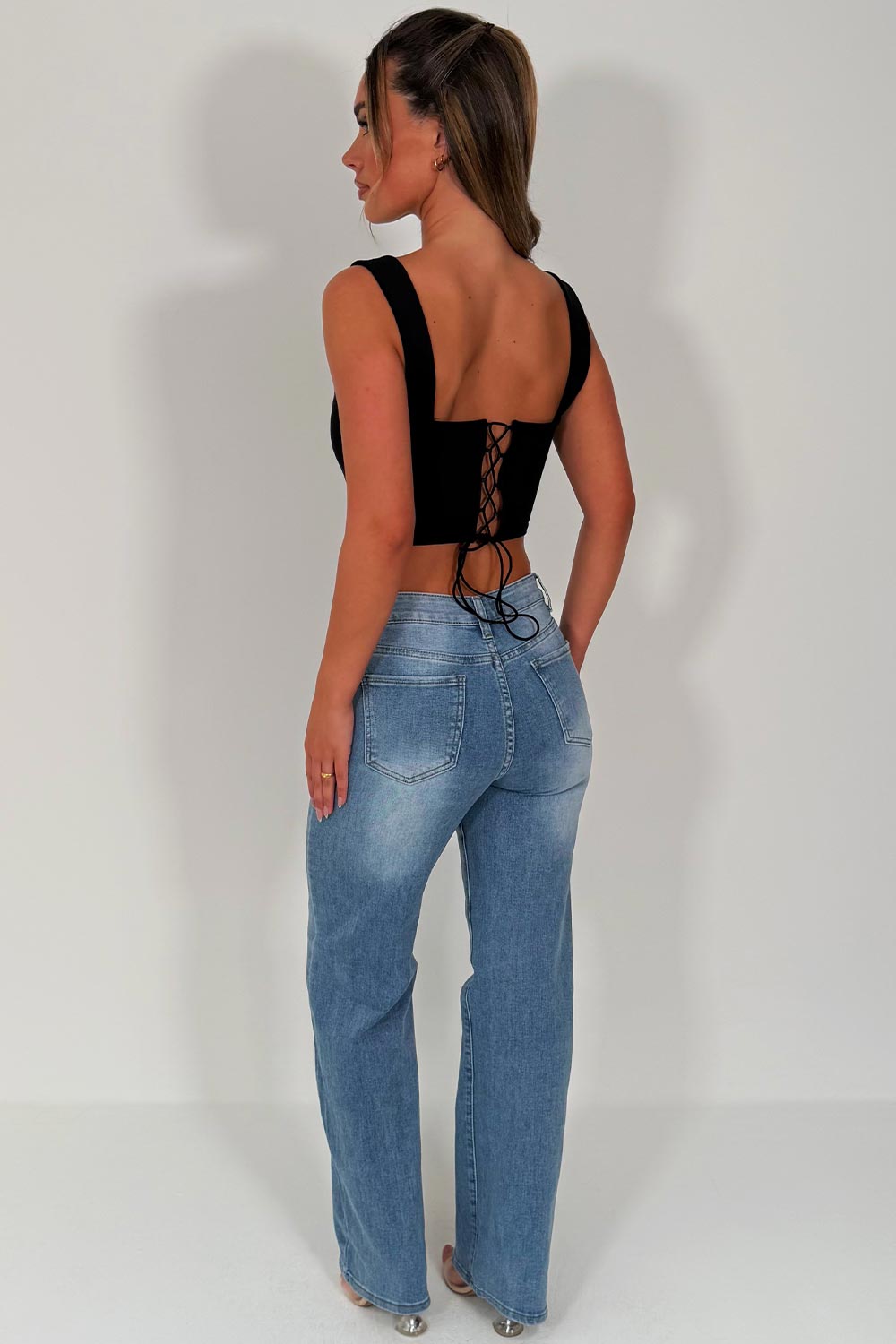 womens stretchy denim jeans high waist