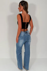womens stretchy denim jeans high waist