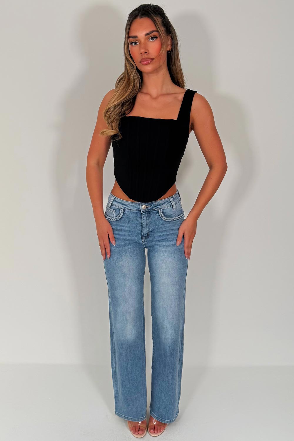 mid rise stretch denim blue jeans for womens zara uk 