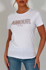 diamante rhinestone white baby tee shirt styledup fashion