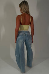 diamante rhinestone relaxed oversize jeans with lace trim womens uk