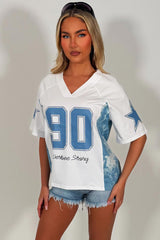 womens v neck oversized topwith diamante rhinestones styledup festival outfit uk