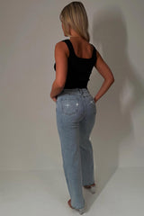 womens criss cross diamante jeans styledup uk sale