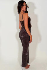 brown diamante rhinestone denim jeans denim brown