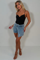 diamante rhinestone denim shorts styledup uk
