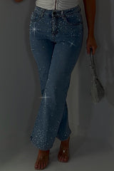 diamante rhinestone relaxed oversize denim blue jeans womens uk