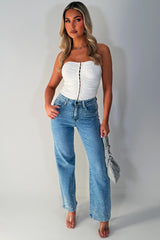 womens diamante rhinestone jeans denim blue