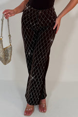 womens wide leg denim brown diamante jeans styledup uk sale
