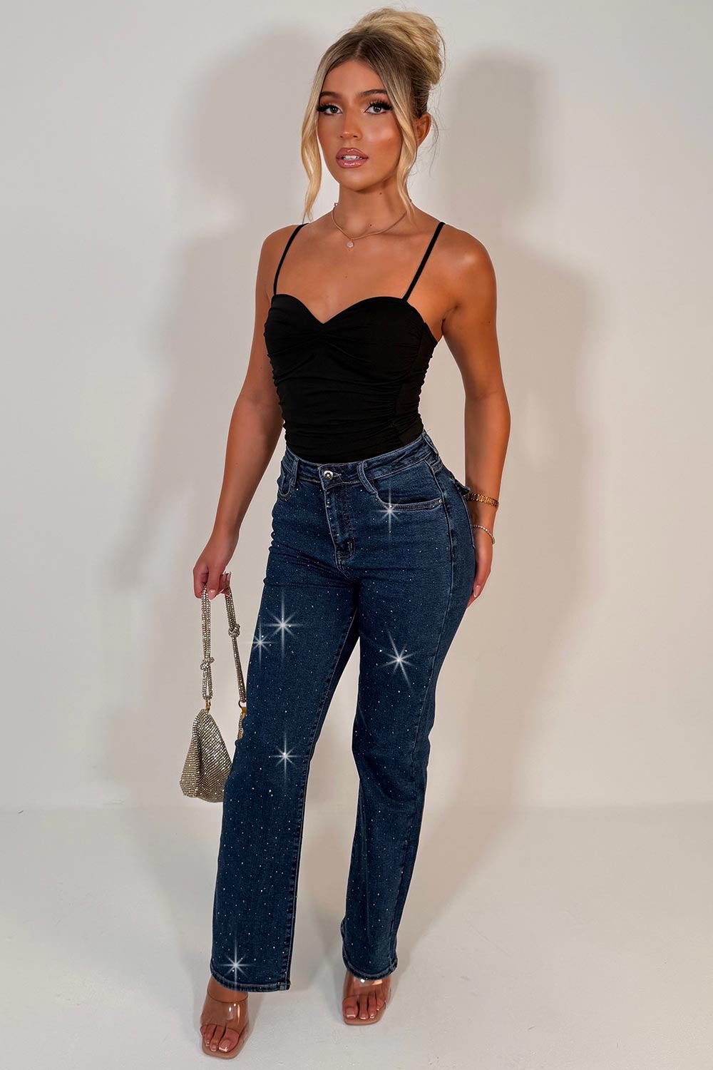 wide leg diamante jeans for womens zara uk sale 