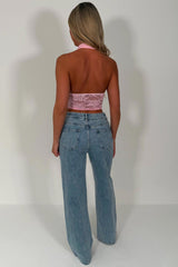 womens diamante rhinestone flare leg high waist jeans summer occasion going out outfit uk styledup