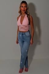 zara denim blue diamante rhinestone jeans womens 