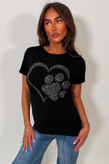 womens white t shirt with diamante rhinestone embellishment 