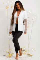 womens blazer jacket with diamante net chainmail sleeves