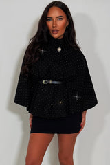 diamante rhinestone cape with belt christmas party outfit 