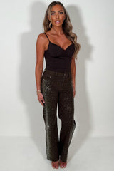 diamante rhinestone wide leg jeans for womens zara uk sale 