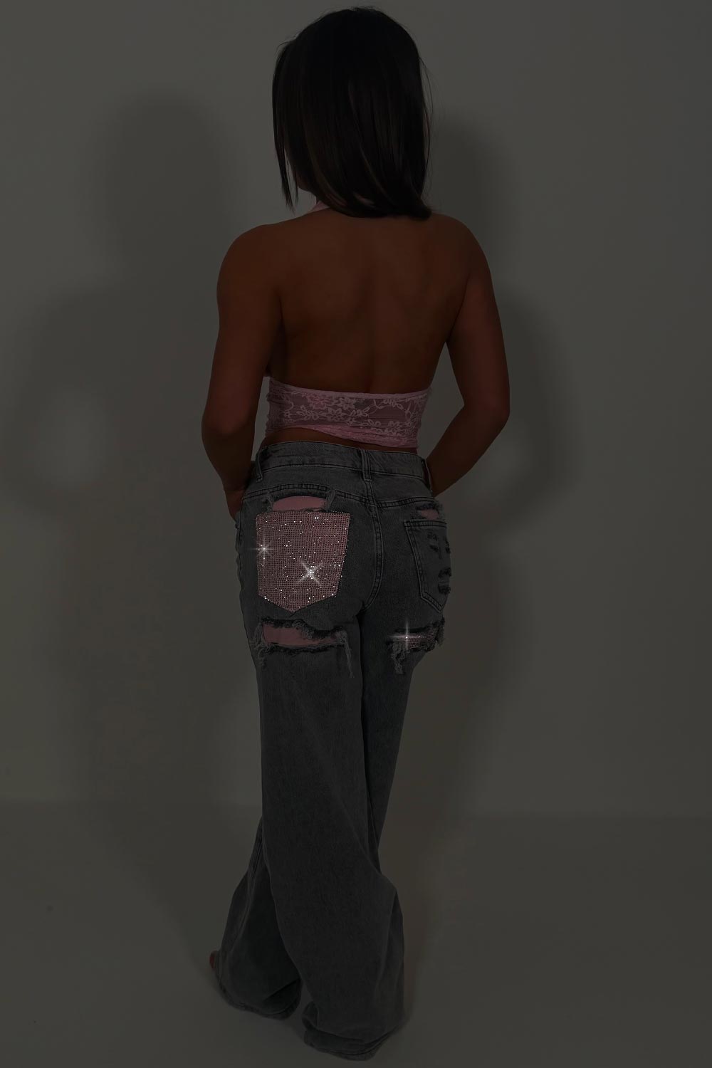 wide leg diamante jeans for womens zara uk sale