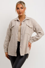 womens dogtooth shacket with button front sale