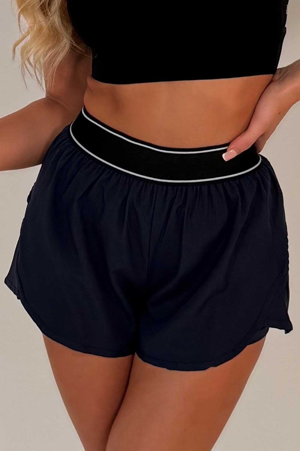 womens gym shorts navy styledup uk 