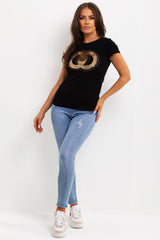 womens gold sequin t shirt