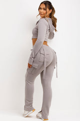 crop corset hoodie and ruched bum cargo joggers tracksuit bad society club co ord